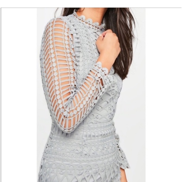 Missguided High Neck Structured Lace Midi Dress - Picture 3 of 16